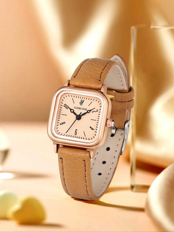 Women's Elegant Square Dial Quartz Watch As Gift, Vintage All-match Wristwatch, Trendy Retro Watch As Birthday Gift for Girlfriend with Box