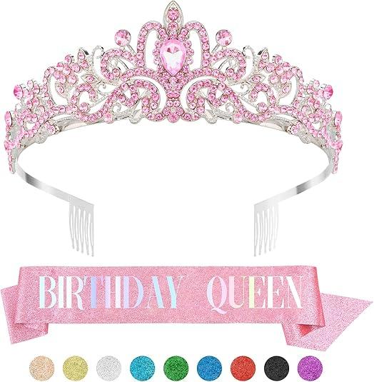 Birthday Sash for Women, Birthday Crowns for Women, Birthday Tiara, Birthday Queen Sash, Birthday Sash and Tiara for Women, Birthday Tiara for Women, Birthday Headband