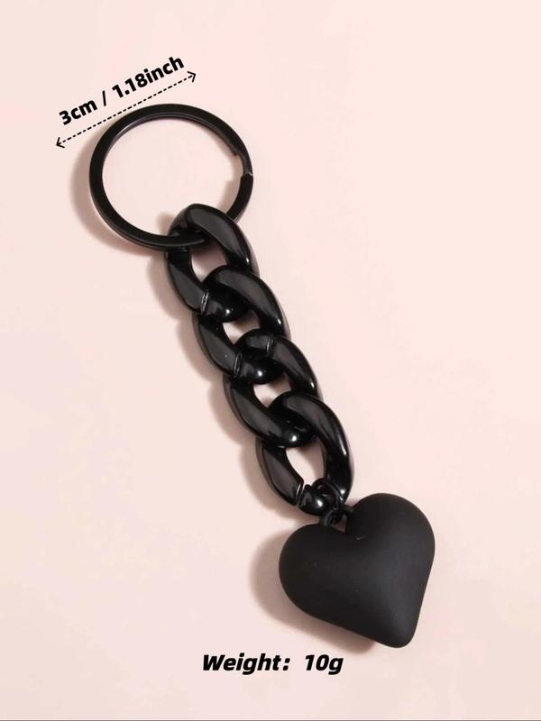 Heart & Chain Charm Keychain, Minimalist Bag Accessory, Car Key Pendant, Fashion Accessories for Women & Men