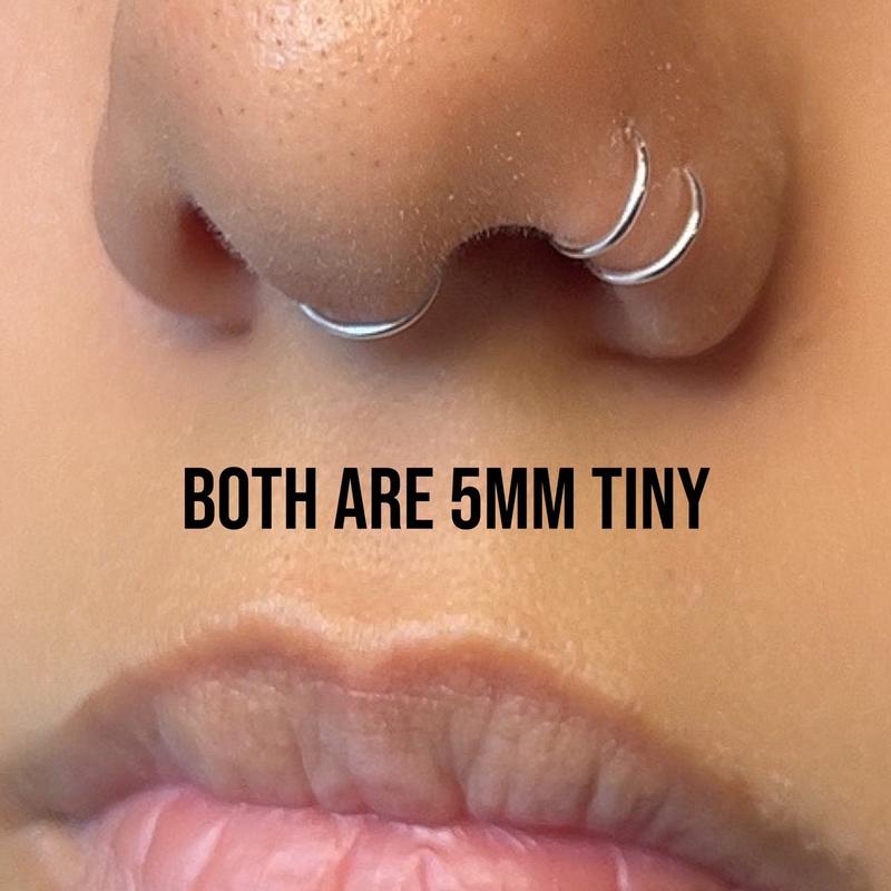 Septum and Double Nose Ring Faux Set Adjustable Unisex