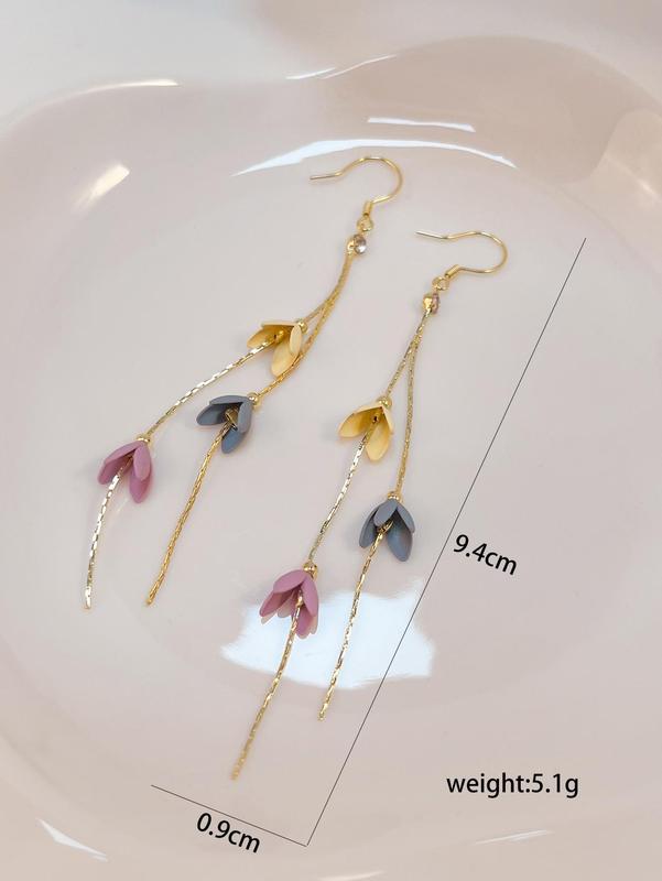 1 Pair Floral Tassel Drop Earrings