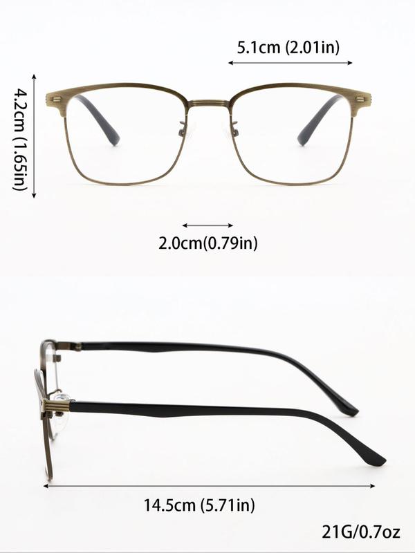 Business Square Frame Eyeglasses for Men and Women, Fashion Eyeglasses for Work, Daily Clothing Decor, Perfect for Student Daily Use