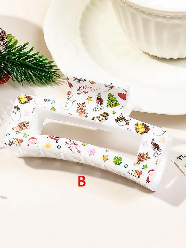 Cute and Sweet Cartoon Pattern Hair Claws, Christmas Themed Hair Accessories for Women, Minimalist Headwear Suitable for Thick Hair, Hairstyles Ideas for Girls