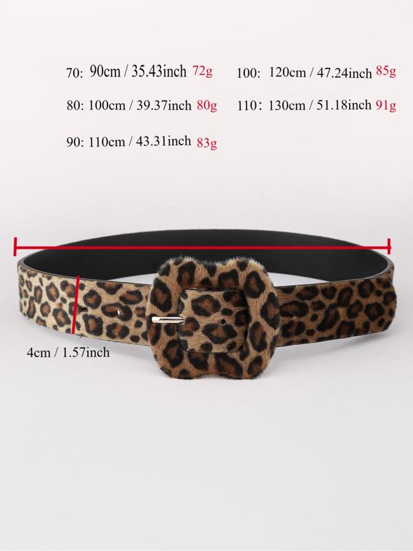 Fashion Colorblock Leopard Print Plush Belt for Women, Casual Waistband for Jeans, All-match Fashion Accessories for Daily Wear