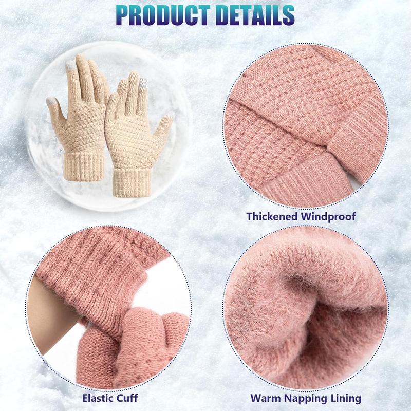 Womens Winter Gloves - Warm Soft Touchscreen Winter Gloves for Women, Elastic Cuff Knit Gloves for cold weather