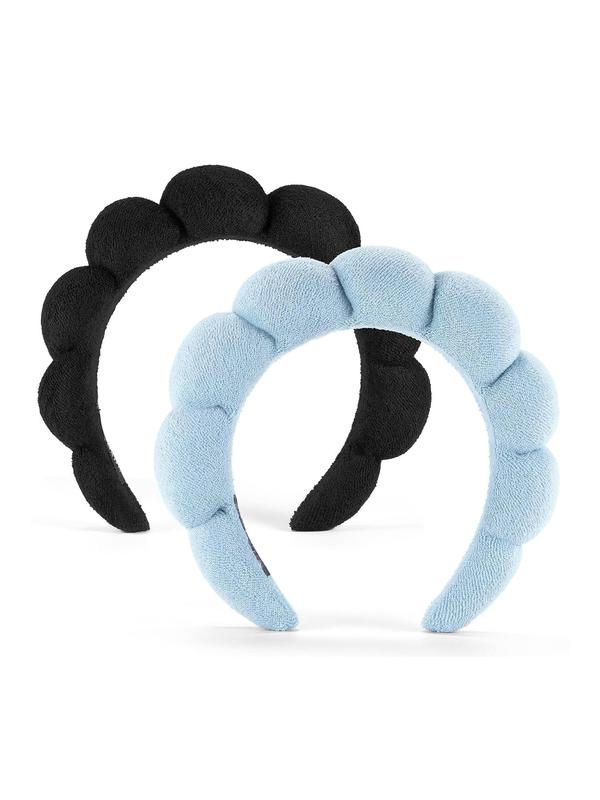 Cute High Head Thick Sponge Non-slip Wide Band, 2pcs Soft Hair Band for Women & Girls, Fashion Hair Accessories for Daily Wear for Face Wash and Skin Care Use