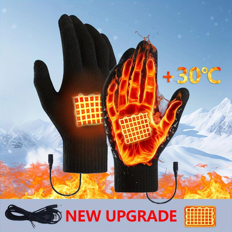 USB-Powered Heated Gloves - Double-Sided, Touchscreen Compatible, Thick & Warm with Elastic Cuffs for Winter Outdoor Activities