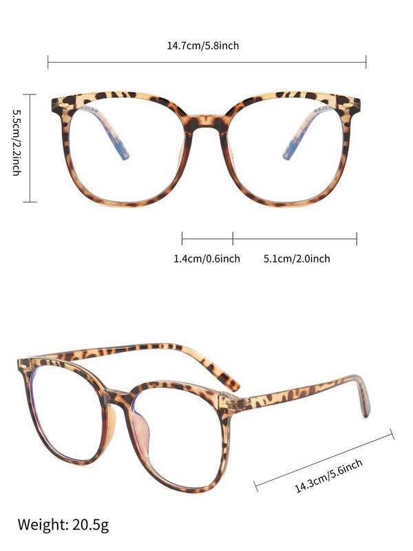 Women's Fashion Tortoiseshell & Plain Color Frame Eyeglasses Set, Casual Trendy Eyeglasses for Everyday Use, Fashion Accessories for Outdoor Activities