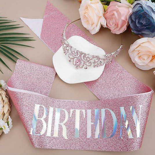 Birthday Sash for Women, Birthday Crowns for Women, Birthday Tiara, Birthday Queen Sash, Birthday Sash and Tiara for Women, Birthday Tiara for Women, Birthday Headband