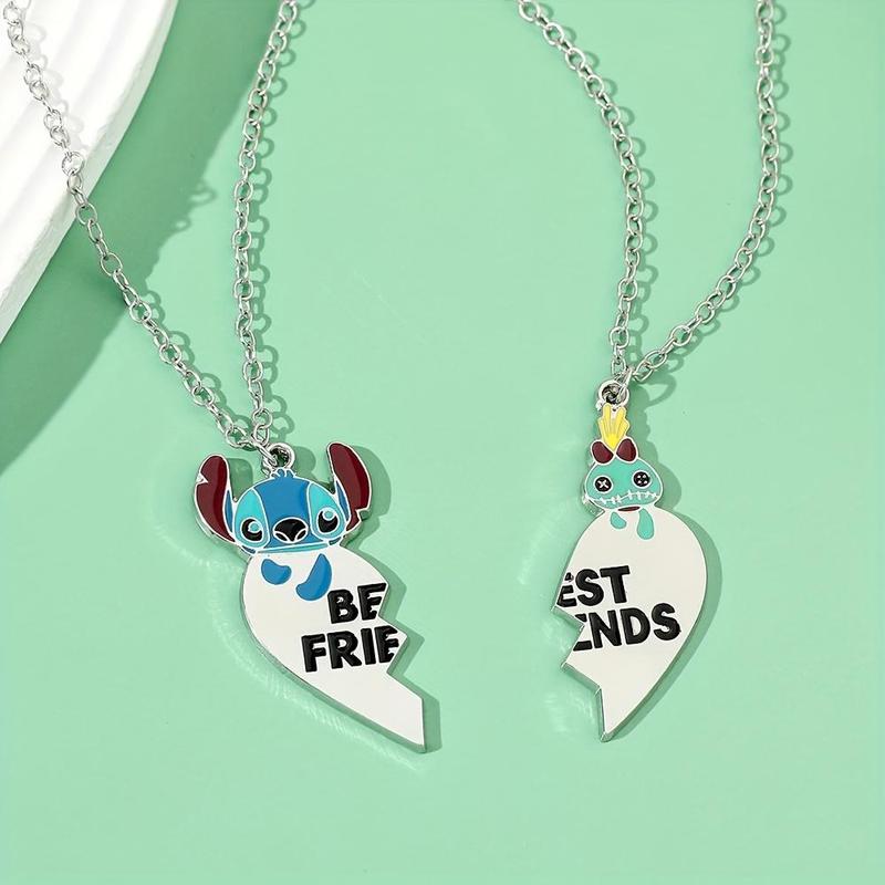 1 Pair Of Love Heart Pendant Necklace, Jewelry Accessories Gifts