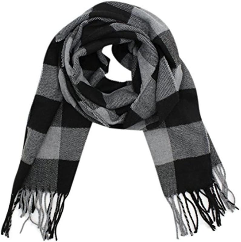 Men's Scarves Classic Arrival Winter Plaid Scarf Tassel Edge Soft Warm Scarf