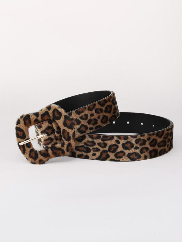 Fashion Colorblock Leopard Print Plush Belt for Women, Casual Waistband for Jeans, All-match Fashion Accessories for Daily Wear