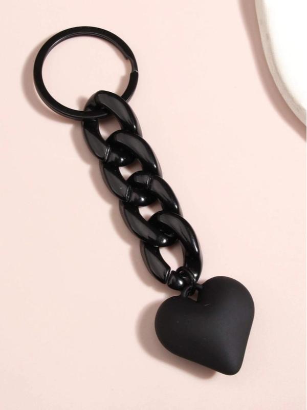 Heart & Chain Charm Keychain, Minimalist Bag Accessory, Car Key Pendant, Fashion Accessories for Women & Men