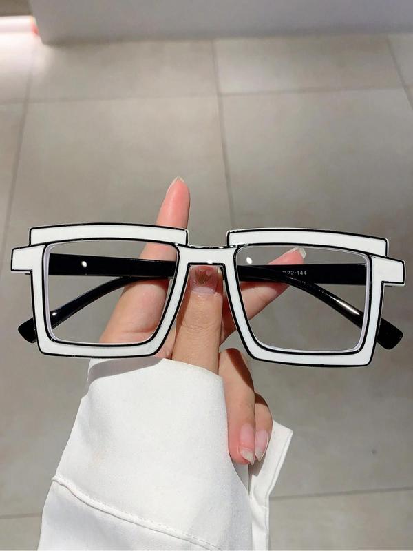 Unisex Fashionable Large Square Frame Eyeglasses, Trendy Casual Eyeglasses for Women & Men, Fashion Eyeglasses for Work, Daily Clothing Decor, for Student Daily Use