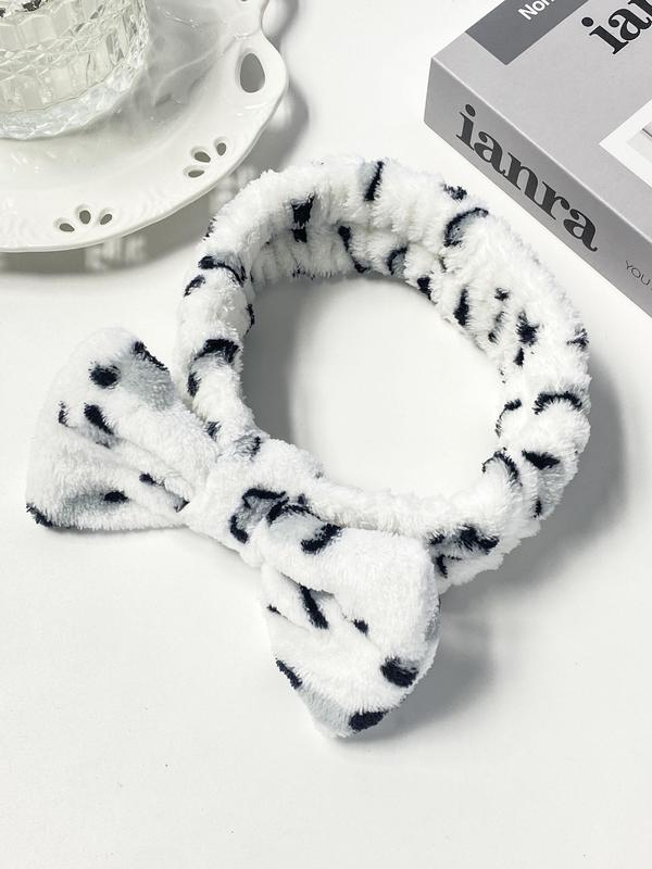 Cute Bow Decor Plush Hair Band, Soft Water Absorbent Hair Band, Face Wash & Makeup Hair Accessories for Women & Girls