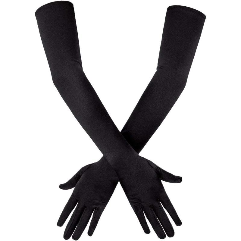 Long Elbow Satin Gloves 21 inch Stretchy 1920s Opera Gloves Evening Party Dance Gloves for Women