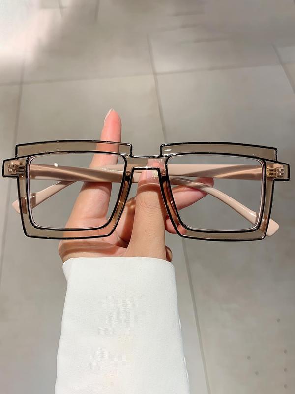 Unisex Fashionable Large Square Frame Eyeglasses, Trendy Casual Eyeglasses for Women & Men, Fashion Eyeglasses for Work, Daily Clothing Decor, for Student Daily Use