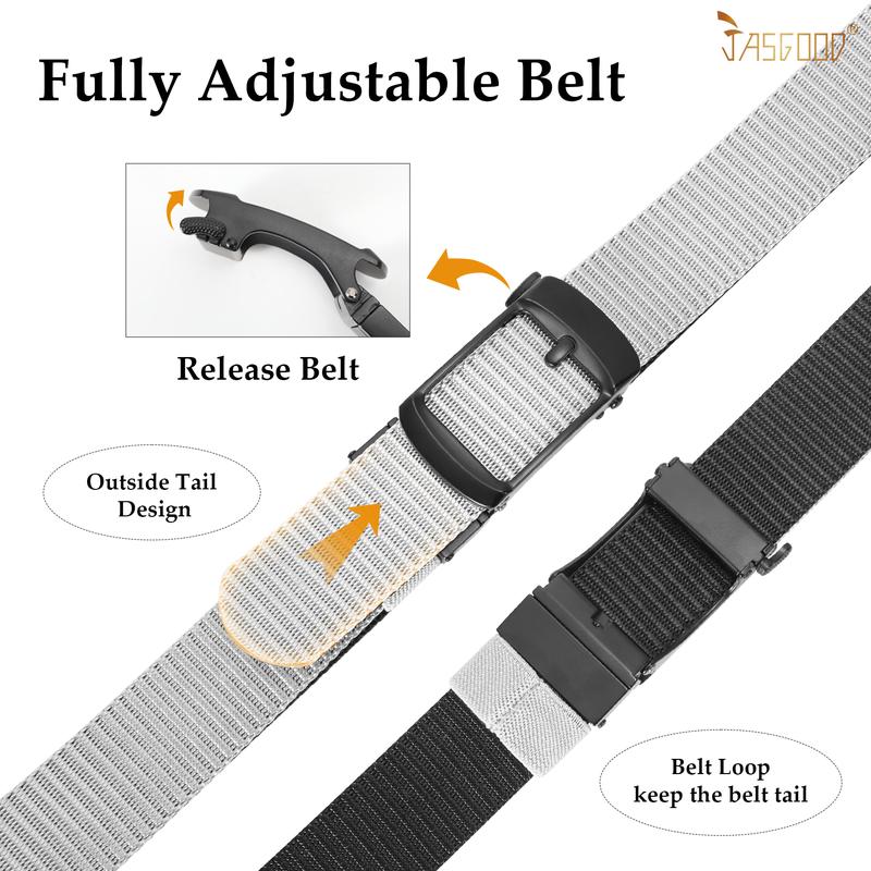 JASGOOD Mens Reversible Nylon-2 In 1 Belt Ratchet Belt Web Casual Belt for Jeans Pants Men Golf Belt