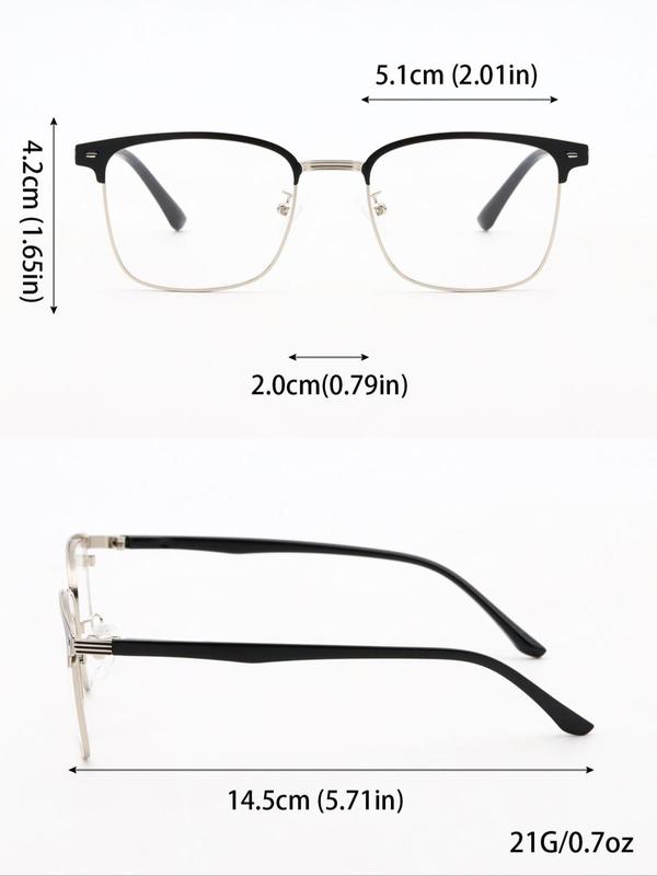 Business Square Frame Eyeglasses for Men and Women, Fashion Eyeglasses for Work, Daily Clothing Decor, Perfect for Student Daily Use