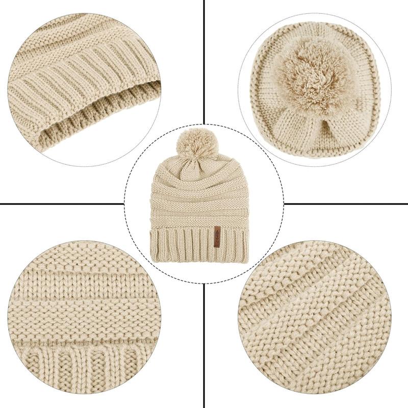 Winter Warm Set Knitted Beanie Hat Scarf Cold Weather Touchscreen Gloves Soft Ear Warmer for Men Women