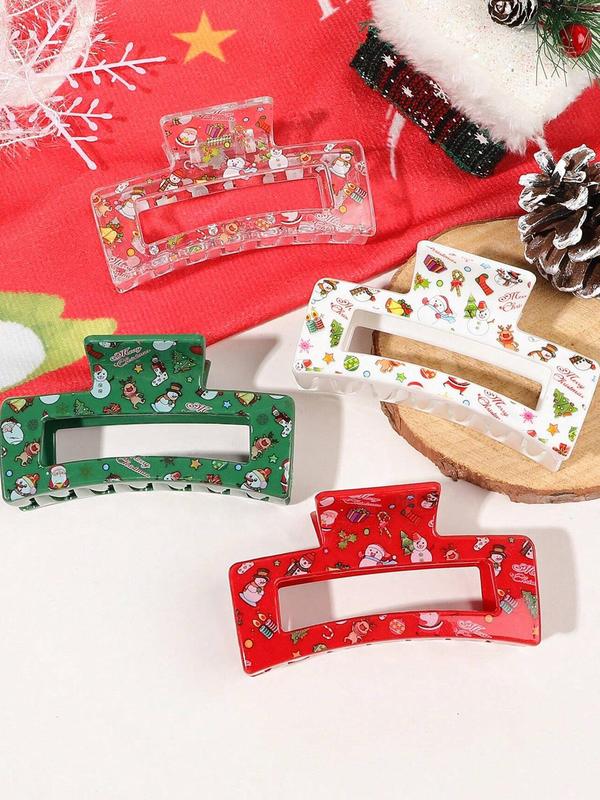 Cute and Sweet Cartoon Pattern Hair Claws, Christmas Themed Hair Accessories for Women, Minimalist Headwear Suitable for Thick Hair, Hairstyles Ideas for Girls