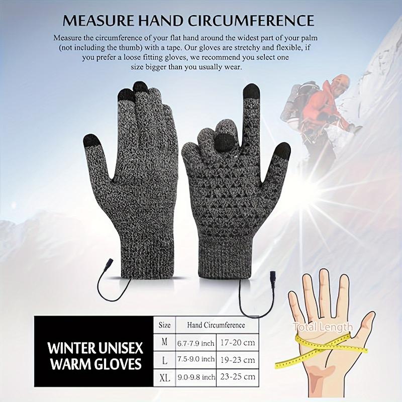 USB-Powered Heated Gloves - Double-Sided, Touchscreen Compatible, Thick & Warm with Elastic Cuffs for Winter Outdoor Activities