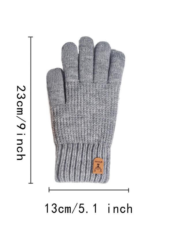 Men's Solid Fingerless Plush Gloves, Casual Warm Double Layer Thickened Gloves for Fall & Winter, Fashion Accessories for Men