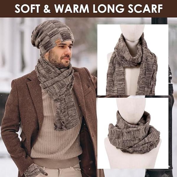 Winter Beanie Hat, Scarf, & Touchscreen Gloves Set - Cozy & Stylish for Men & Women