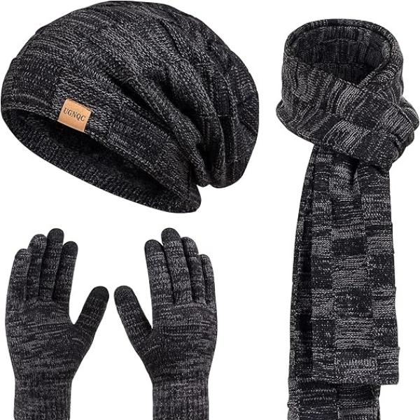 Winter Beanie Hat, Scarf, & Touchscreen Gloves Set - Cozy & Stylish for Men & Women