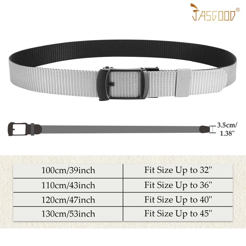 JASGOOD Mens Reversible Nylon-2 In 1 Belt Ratchet Belt Web Casual Belt for Jeans Pants Men Golf Belt