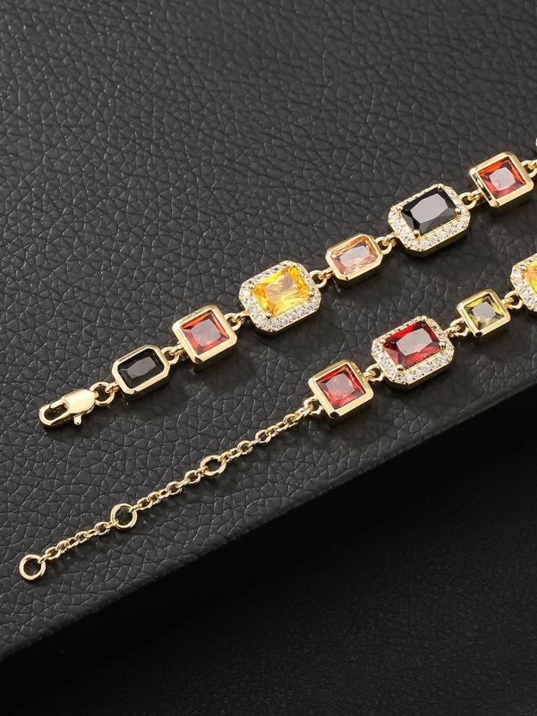 Colorful Rhinestone Decorated Pendant Necklace for Women & Girls, Y2k Jewelry, Fashion Jewelry for Party, Daily Clothing Decor, Trendy All-match & Exquisite Jewelry for Birthday Gift