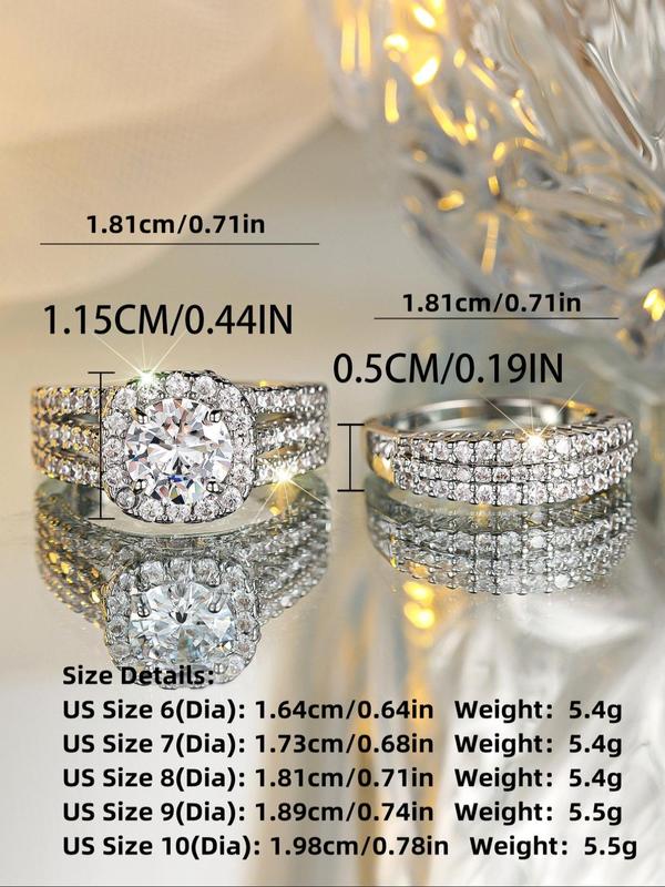 Hollow Out Design Rhinestone Decor Ring Set, Fashion Accessories for Wedding Party, Engagement Ring for Women & Men, Trendy All-match & Exquisite Jewelry for Birthday Gift