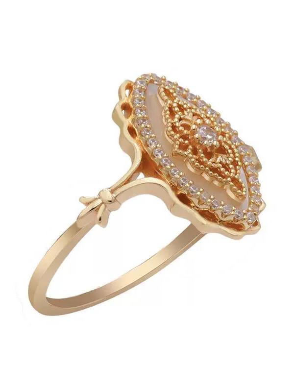 Vintage Oval Design Ring, Rhinestone Decorated Ring for Women & Girls, Fashion Jewelry for Party, Daily Decor, Trendy All-match & Exquisite Jewelry for Birthday Gift