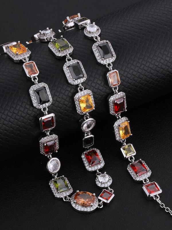 Colorful Rhinestone Decorated Pendant Necklace for Women & Girls, Y2k Jewelry, Fashion Jewelry for Party, Daily Clothing Decor, Trendy All-match & Exquisite Jewelry for Birthday Gift