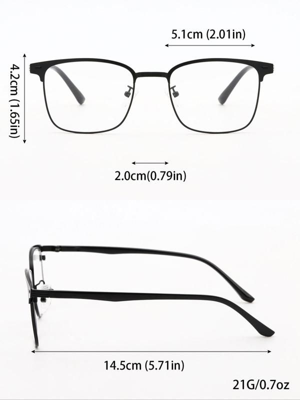 Business Square Frame Eyeglasses for Men and Women, Fashion Eyeglasses for Work, Daily Clothing Decor, Perfect for Student Daily Use