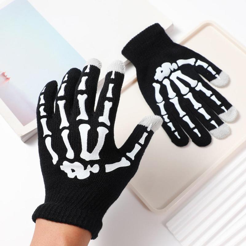 Skeleton Paw Pattern Touch Screen Gloves, Non-slip Warm Gloves for Men & Women, Motorcycle Accessories for Outdoor Cycling