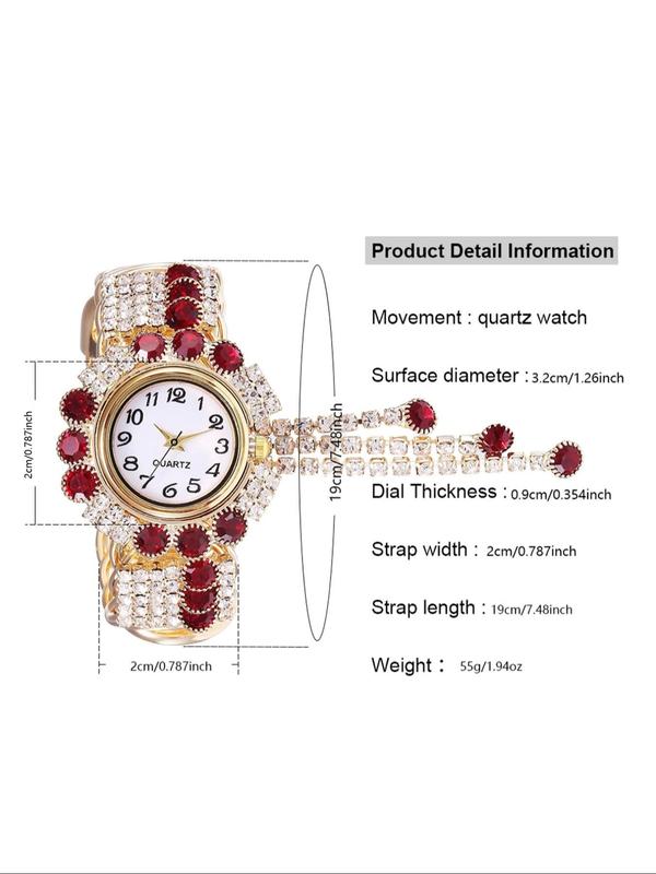 Women's Rhinestone Tassel Bangle Quartz Watch, Exquisite Trendy Wristwatch, Fashionable Watch for Women As Gift