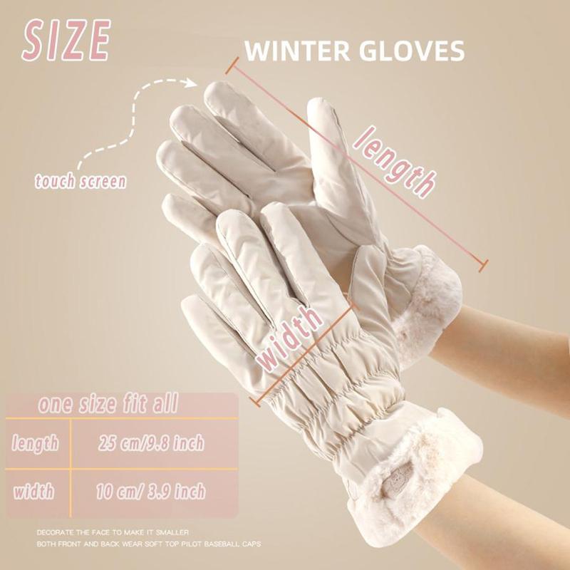 Warm Winter Gloves with Plush Interior, Touch Screen Snow Thickened Cold Weather Sports Gloves, Outdoor Sports Gloves for Women & Men