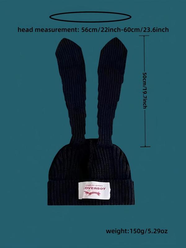 Cute Rabbit Ear Design Beanie Hat, Casual Trendy Knit Hat for Fall & Winter, Fashion Accessories for Both Men & Women