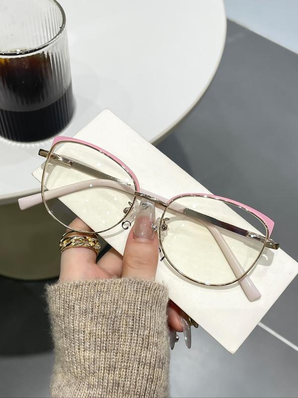 Unisex Fashion Cat Eye Frame Eyeglasses, Trendy Casual Eyeglasses for Everyday Use, Fashion Accessories for Outdoor Activities, for Fall Outfits Fall Freshness