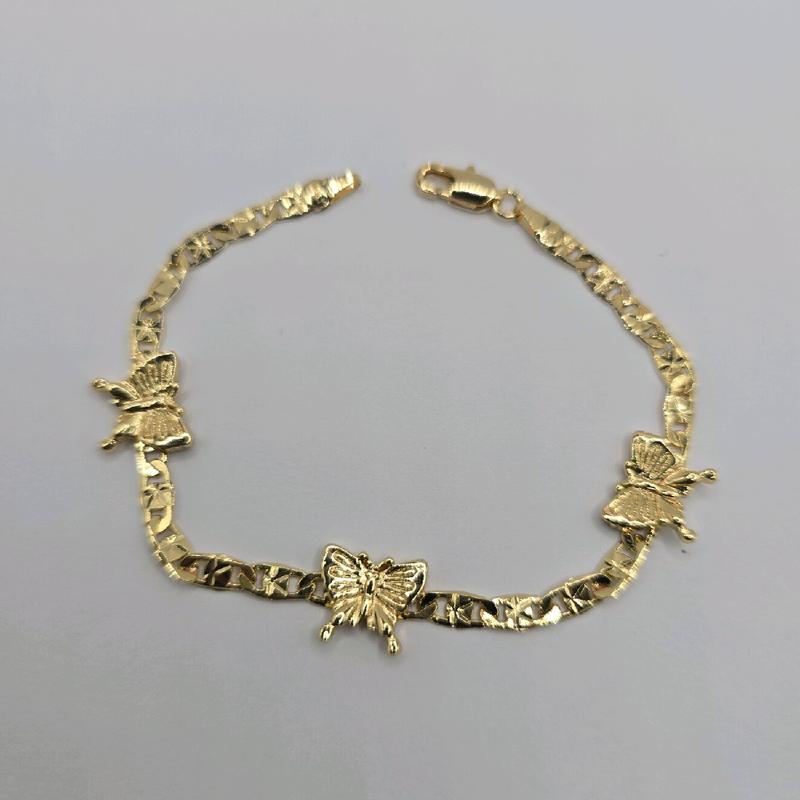 Butterflies Bracelet Gold-Plated 7 Inches Fashion Style - No Fade, No Tarnish