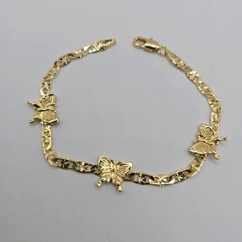 Butterflies Bracelet Gold-Plated 7 Inches Fashion Style - No Fade, No Tarnish