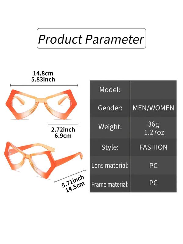 Y2K Geometric Frame Eyeglasses, Trendy Casual Colorblock Eyeglasses for Everyday Use, Fashion Accessories for Outdoor Activities