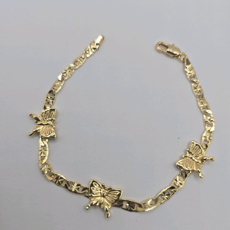 Butterflies Bracelet Gold-Plated 7 Inches Fashion Style - No Fade, No Tarnish