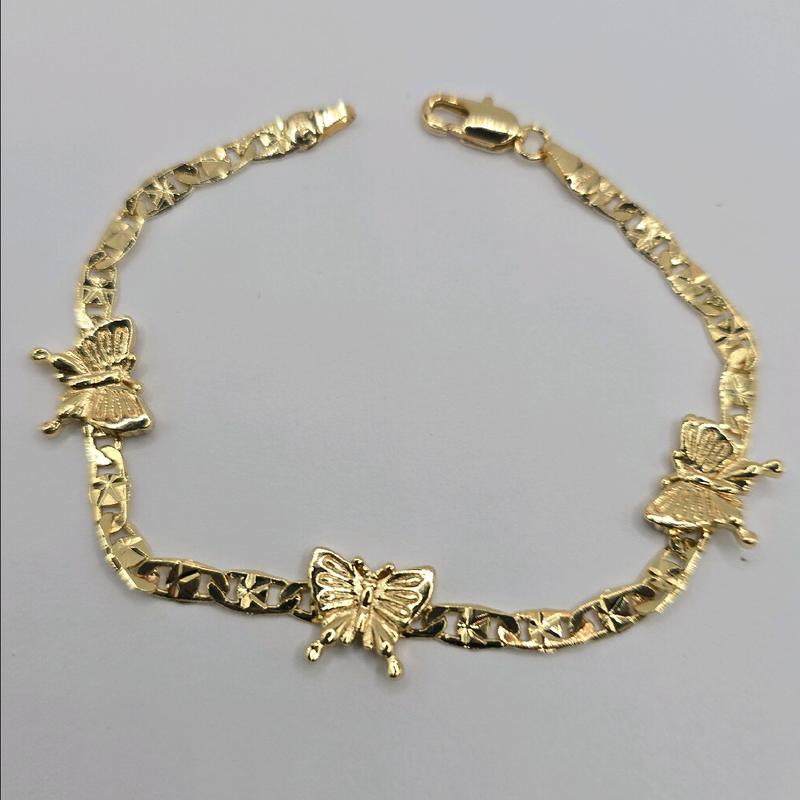 Butterflies Bracelet Gold-Plated 7 Inches Fashion Style - No Fade, No Tarnish