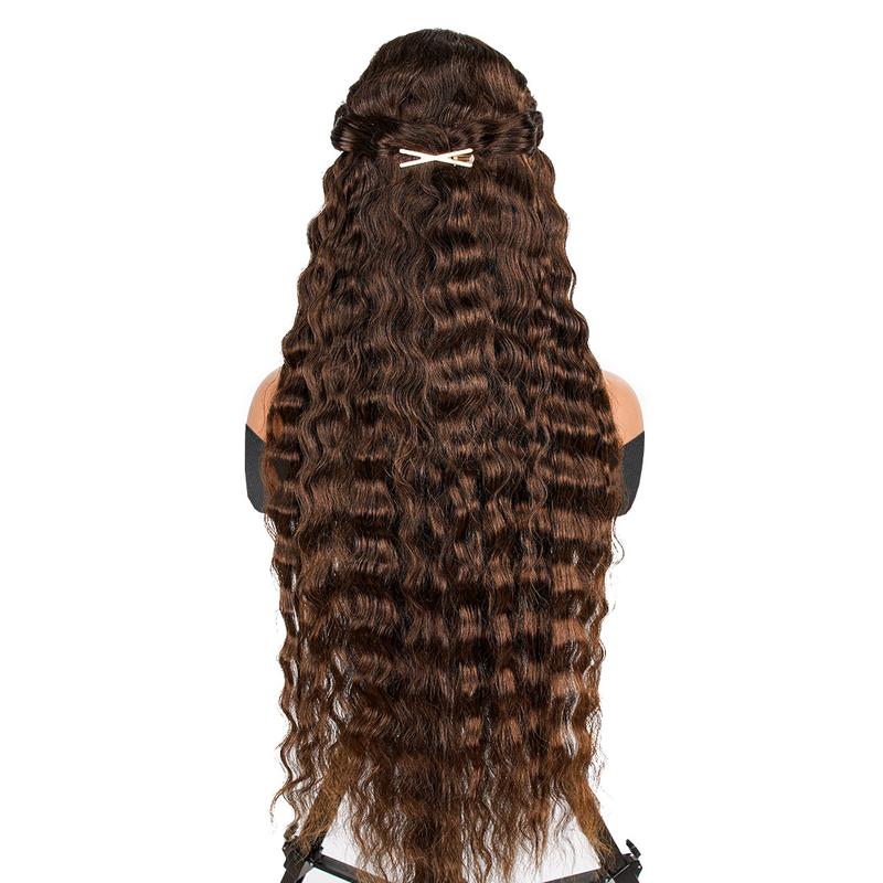 Chocolate Brown Deep Wave Human Hair Lace Frontal Wig Glueless Pre-Styled 13x4 Frontal Wig