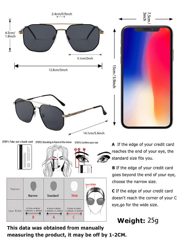 Men's Top Bar Design Aviator Sunglasses, Trendy Casual Sunglasses for Everyday Use, Fashion Accessories for Outdoor Activities