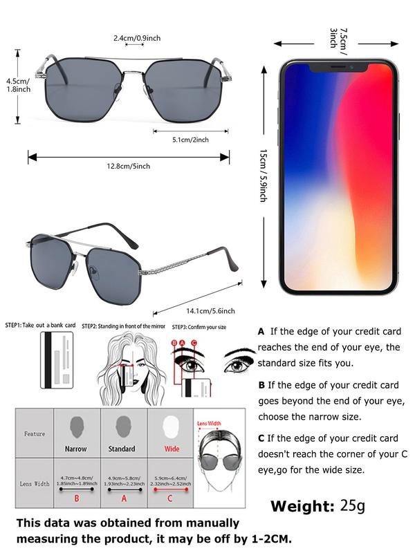 Men's Top Bar Design Aviator Sunglasses, Trendy Casual Sunglasses for Everyday Use, Fashion Accessories for Outdoor Activities