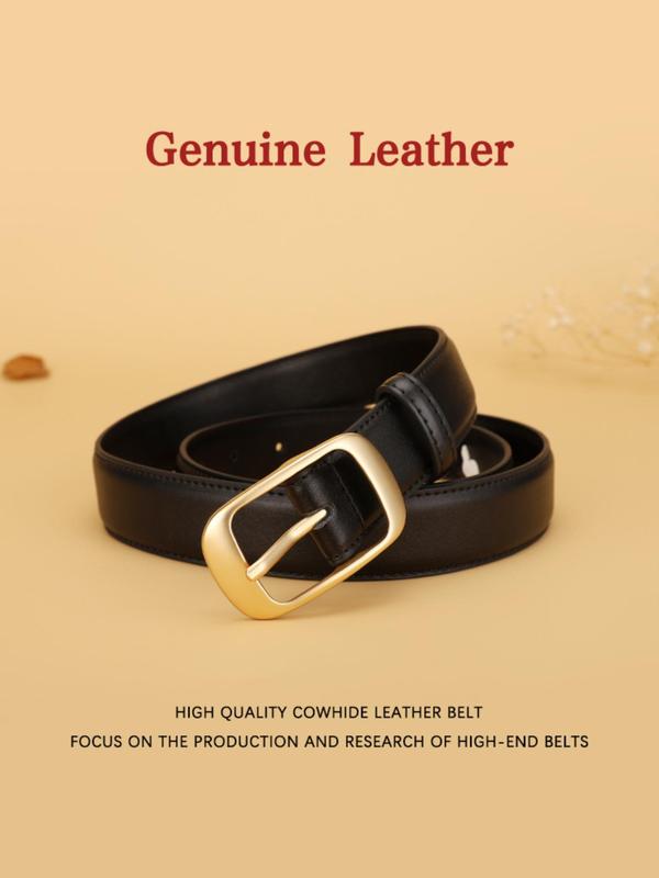 Women's Solid Color Leather Belt, Fashionable Minimalist Belt for Jeans Trousers, Casual Waistband for Daily Use