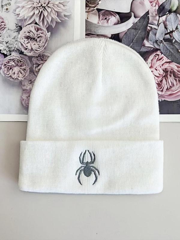 Spider Embroidery Beanie Hat, Street Style Beanie Hat for Men & Women, Fashion Accessories for Daily Wear